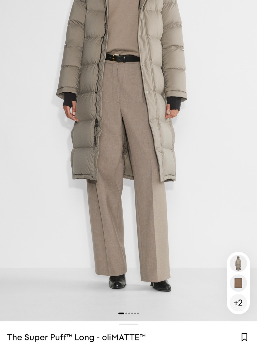 Aritzia Long Quilted Puffer Coat in Taupe